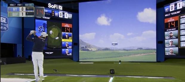 가상 코스에서 진행되는 TGL 경기. TGL X 캡처