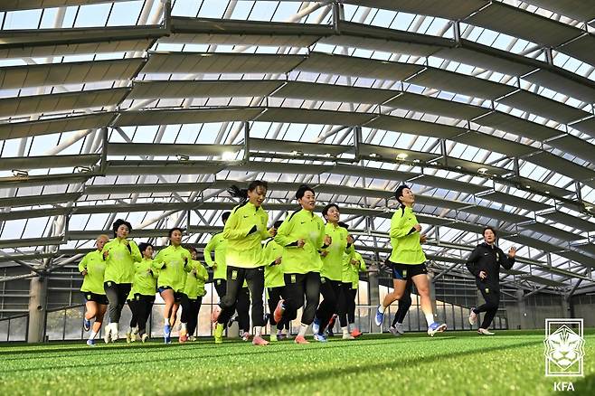 2026 AFC 여자 아시안컵 대비 훈련 중인 여자 축구대표팀. /사진=대한축구협회 제공