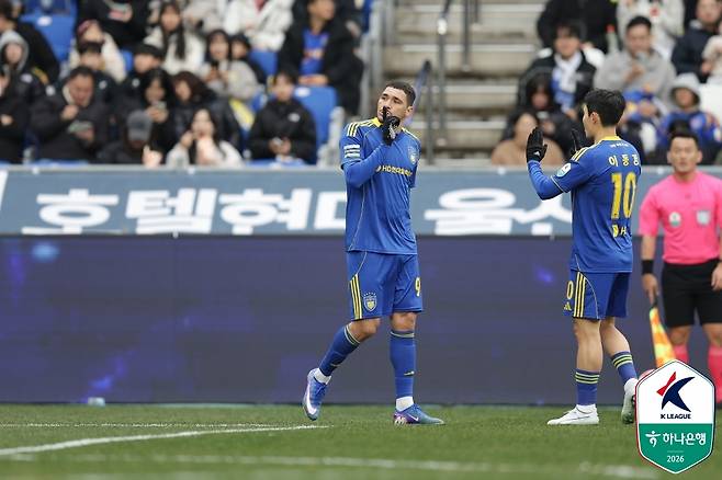 K리그1 2026 1호 골을 터트린 울산 야고. [한국프로축구연맹 제공. 재판매 및 DB 금지]