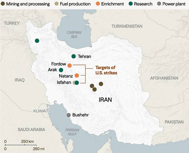 이란의 핵시설 현황 [미국외교협회 홈페이지 캡처. 재판매 및 DB 금지]