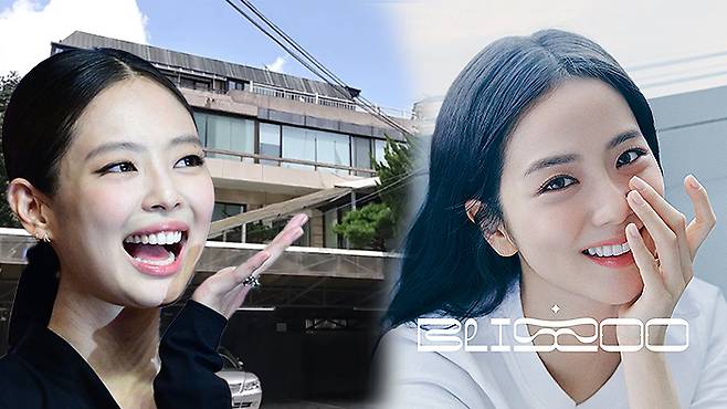 최근 제니가 매입한 건물(왼쪽), 지수의 가족 경영 ‘블리수’. 세계일보 자료사진, 네이버부동산, 블리수 엔터테인먼트