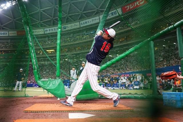 2월 27일 주니치전을 앞두고 타격 훈련을 하고 있는 오타니. /사진=일본 국가 대표팀 공식 홈페이지