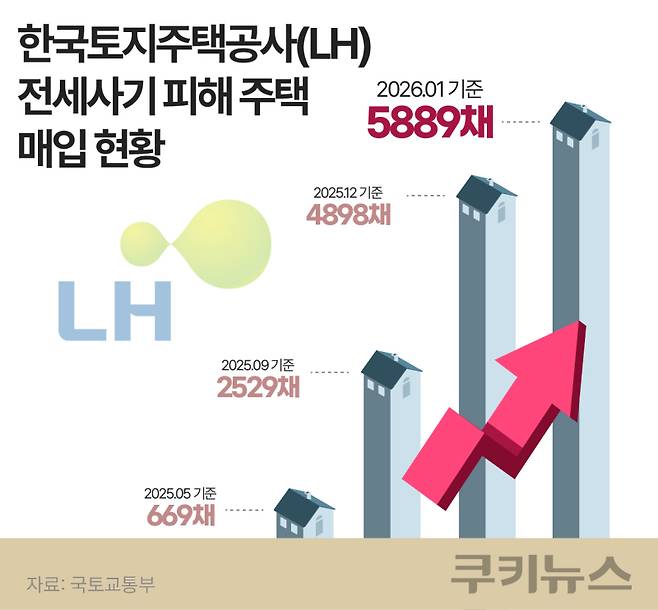 한국토지주택공사(LH) 전세사기 피해주택 매입 현황. 그래픽=한지영 디자이너