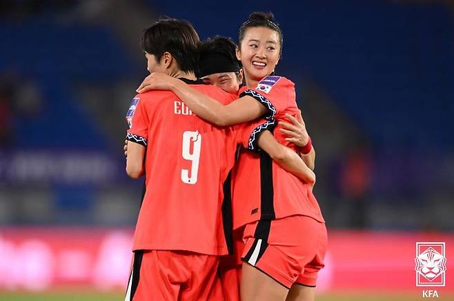 [서울=뉴시스]여자 축구 대표팀 최유리, 선제골. (사진=대한축구협회 제공)
