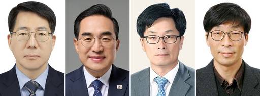 (사진 좌로부터) 해양수산부 장관 후보자 황종우, 기획예산처 장관 후보자 박홍근 의원, 국민권익위원장 정일연, 진실·화해를 위한 과거사정리위원회 위원장 송상교. /연합뉴스 제공