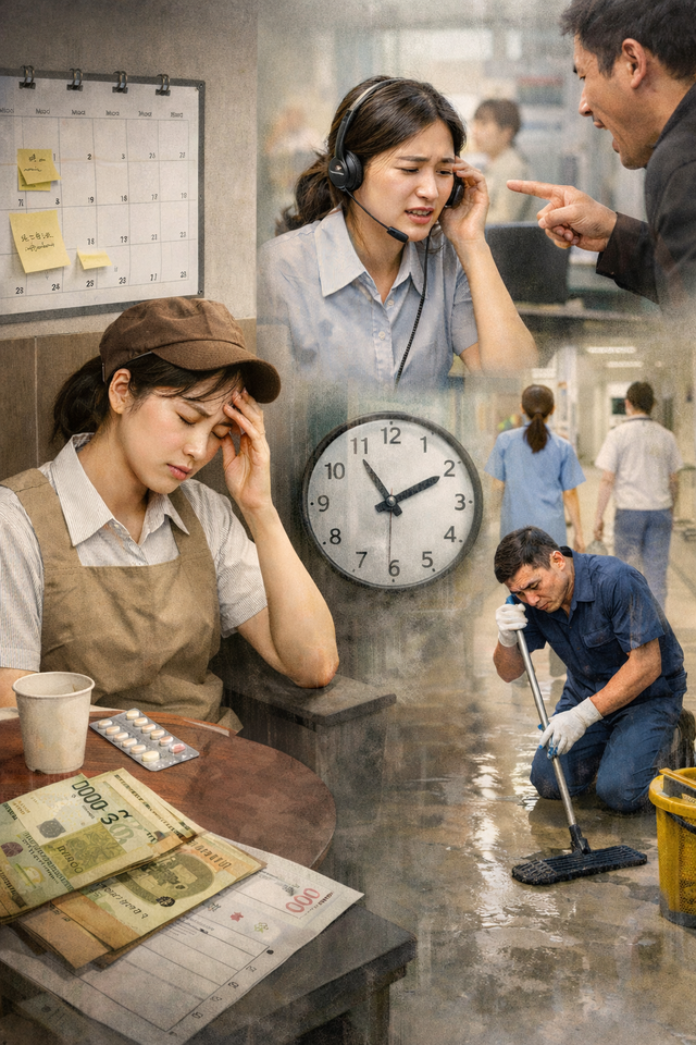 대구지역 서비스노동자들의 노동 현실이 여전히 '저임금·장시간·감정소진'의 굴레에서 벗어나지 못하고 있는 것으로 나타났다. 사진은 기사 내용 이해를 돕기 위한 AI생성 이미지