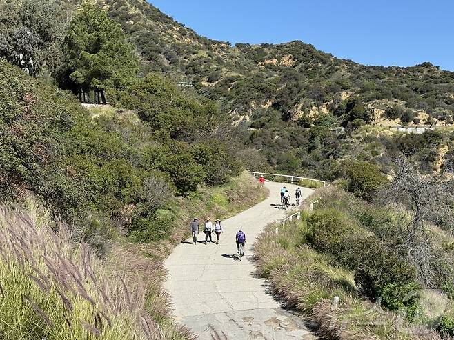 산악자전거로 언덕을 오르는 사람들ⓒ 뉴스1 윤슬빈 관광전문기자