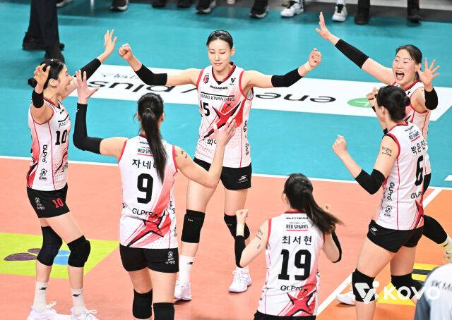 이선우(사진 중앙 15번)와 동료들./KOVO