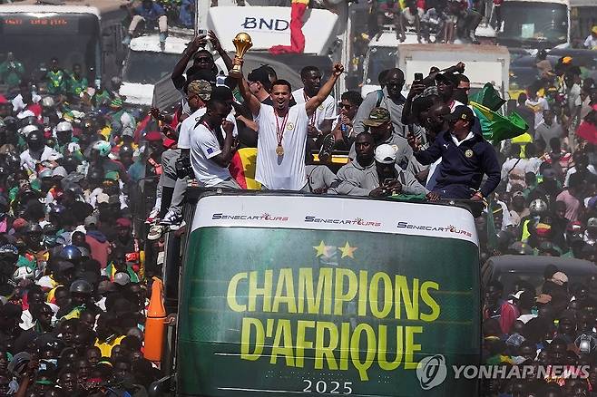 네이션스컵 우승을 차지한 세네갈 축구 대푠팀 [AP 연합뉴스 자료사진. 재판매 및 DB 금지]