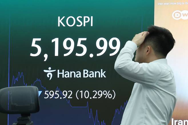 ▲4일 서울 중구 하나은행 본점 딜링룸에 코스피가 표시돼 있다.