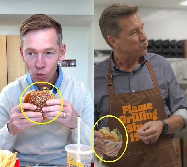 맥도날드 CEO 인스타그램 갈무리(왼)/ 버거킹 공식 틱톡 갈무리(오)