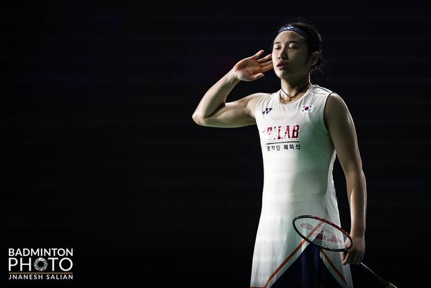 안세영이 1월 18일(현지 시간) 인도 뉴델리 인디라 간디 스포츠 콤플렉스에서 열린 2026 세계배드민턴연맹(BWF) 월드 투어 인도오픈(슈퍼 750) 결승에서 승리한 뒤 세리머니를 하고 있다. 사진 제공=대한배드민턴협회