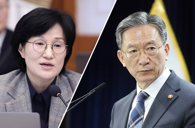 원민경 성평등가족부 장관(왼쪽)과 정성호 법무부 장관 ⓒ청와대통신사진기자단·연합뉴스·시사저널 양선영 디자이너