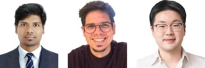 (왼쪽부터) 수렌다 연구원(1저자), 토비아스 헤르만 교수(공동저자), 김익현 교수(교신저자)./계명대 제공