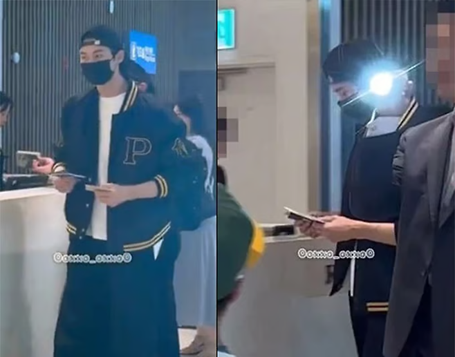 ▲배우 변우석이 팬미팅 일정차 홍콩으로 출국하며 인천국제공항 라운지에 방문하자 경호원이 라운지 이용객들에게 플래쉬를 쏘는 모습. 사진=엑스(옛 트위터)