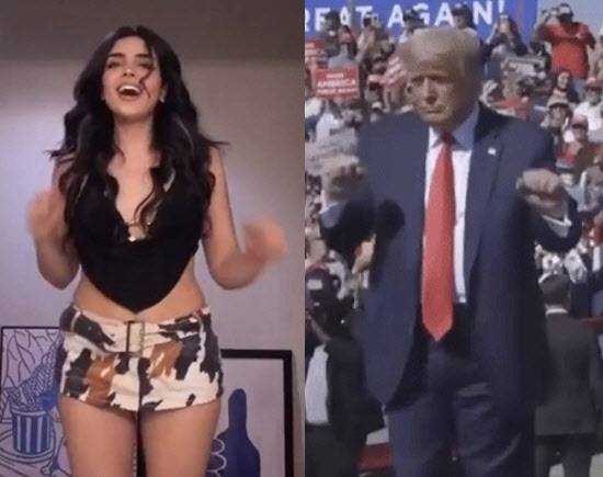 이란 최고 지도자 하메네이 사망을 기뻐한 한 이란 여성이 트럼프 댄스를 추고 있다.(사진=엑스)