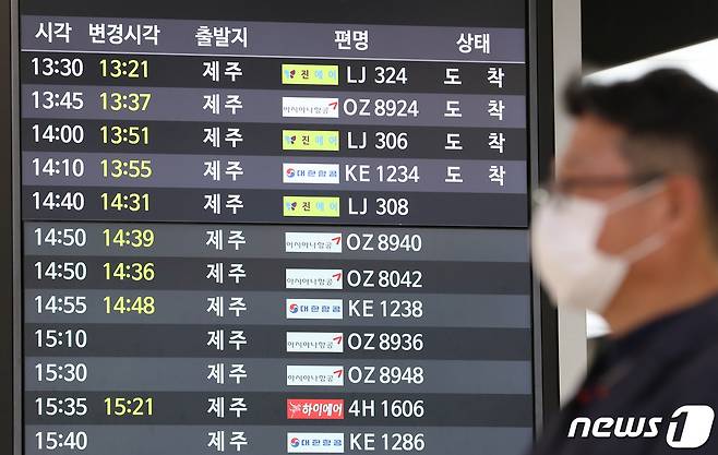 서울 강서구 김포공항 국내선 청사 모니터. 2022.9.6 ⓒ 뉴스1