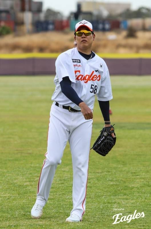 한화 박상원이 호주 멜버른에서 진행한 스프링캠프서 훈련을 하고 있다. 사진 | 한화 이글스