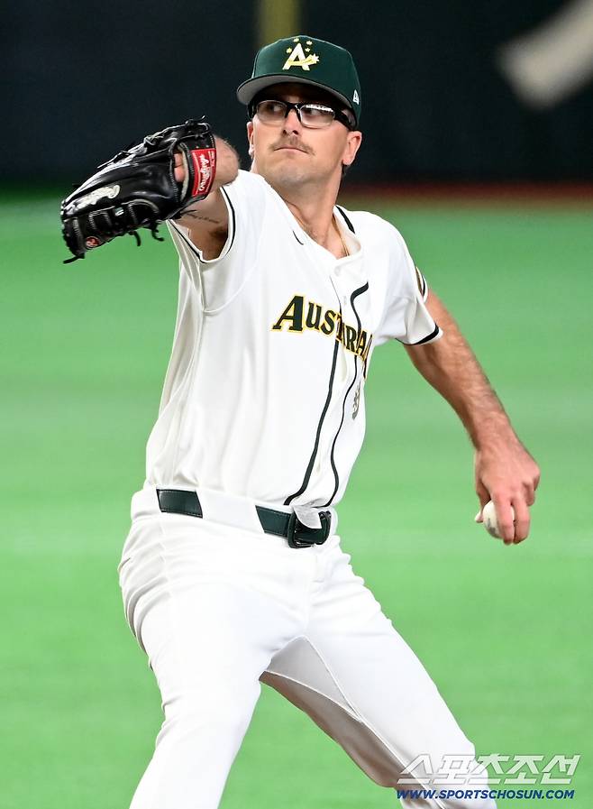 5일 일본 도쿄돔에서 열린 WBC(월드베이스볼클래식) 호주와 대만의 경기. 호주 선발투수 알렉스 웰스가 역투하고 있다. 도쿄(일본)=허상욱 기자wook@sportschosun.com/2026.03.05/