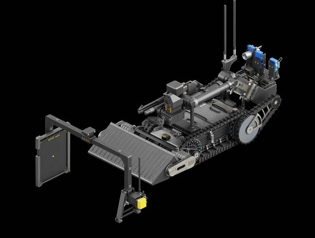 국내 최초로 군에 실전배치된 로봇 무기체계 KR1폭발물탐지제거로봇. 폭발물탐지·제거 및 지뢰 탐지 작전이 가능한 통합형 로봇이다. 방위사업청 제공