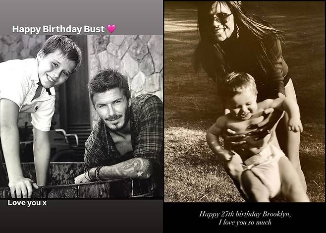 베컴 부부와 어린 시절의 브루클린. 사진|데이비드 베컴, 빅토리아 베컴 SNS