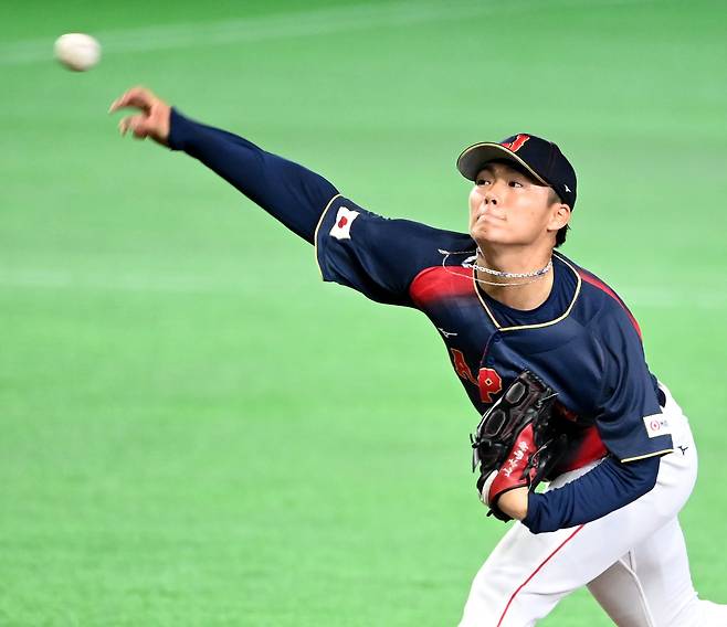 6일 일본 도쿄돔에서 열린 WBC(월드베이스볼클래식) 일본과 대만의 경기. 일본 선발투수 야마모토 요시노부가 역투하고 있다. /허상욱 스포츠조선 기자