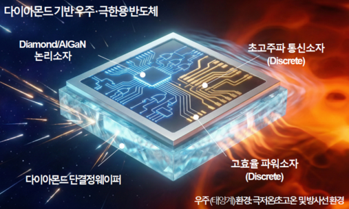 방사선 및 초고온 등 우주극한 환경에서 우수한 특성을 갖는 다이아몬드 기반 반도체