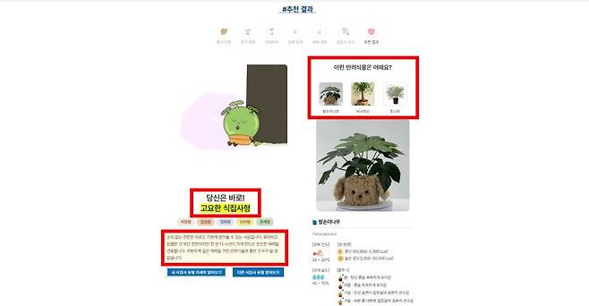 반려식물 추천 서비스 사용법 PC 버전 / 출처=IT동아