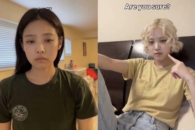 한 콘텐츠 크리에이터가 자기 얼굴에 블랙핑크 제니·로제를 합성한 모습. /사진=인스타그램 갈무리