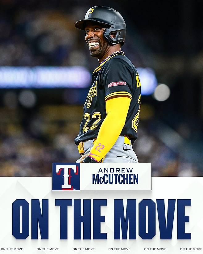 ▲ '해적선장'으로 불릴 정도로 피츠버그 파이리츠를 대표하는 선수였던 앤드류 맥커친이 텍사스 레인저스로 전격 이적했다. ⓒMLB SNS