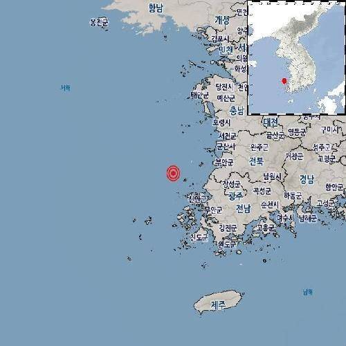 지진 발생 지점. 기상청 제공