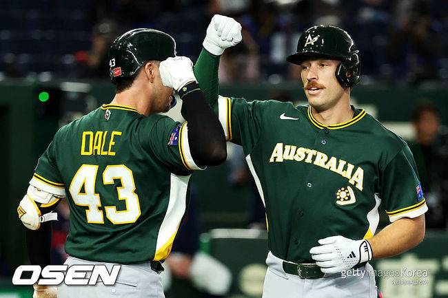 [사진] 호주 야구 국가대표 제리드 데일과 알렉스 홀. ⓒGettyimages(무단전재 및 재배포 금지)