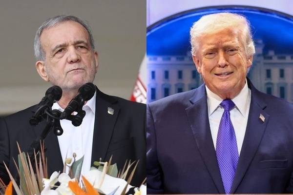 마수드 페제시키안 이란 대통령과 트럼프 미국 대통령. 신화연합뉴스, 로이터연합뉴스