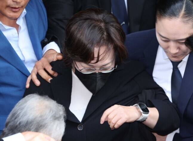 박희영 용산구청장이 2024년 9월 30일 오후 서울 마포구 서울서부지방법원에서 열린 이태원 참사 부실 대응 관련 1심 선고에서 무죄를 선고받은 뒤 청사를 나서고 있다. 정용일 선임기자
