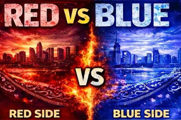 영국 청소년 사이에서 유행하는 밈(meme) '레드vs블루' 대결이 현실 력 사태로 번질 거란 우려가 커지고 있다. /사진=X