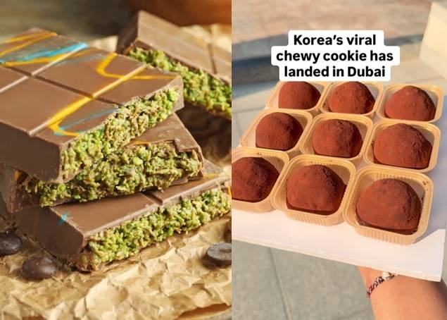 두바이초콜릿(왼쪽), 두바이 카페에서 판매하는 두쫀쿠 [SNS 캡처]