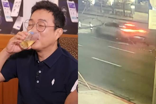 지난 6일 밤 11시쯤 서울 지하철 9호선 삼성중앙역 인근에서 차량을 몰다가 중앙분리대를 들이받고 그대로 달아난 혐의를 받는 배우 이재룡. 유튜브 짠한형 신동엽·채널A 보도화면 캡처
