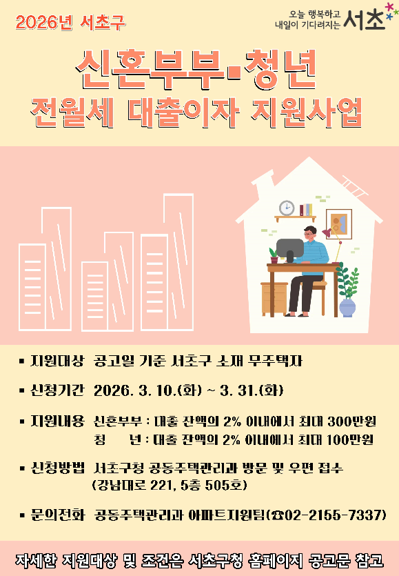 전월세 대출이자 지원사업 홍보 포스터.&nbsp;ⓒ서초구​​​​​​​