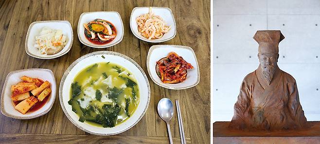 (좌)보말수제비 (우)추사동상