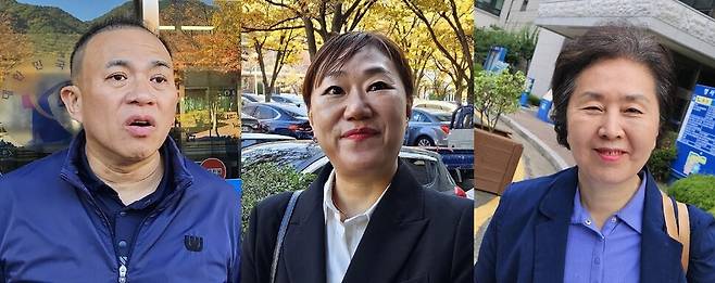 ‘윤석열·김건희 부부의 공천개입 의혹사건’ 핵심인물인 명태균씨, 강혜경씨, 김영선 전 국회의원(왼쪽부터). 최상원 기자