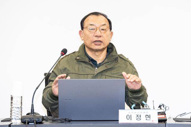 이정현 국민의힘 공천관리위원장이 지난달 26일 서울 여의도 중앙당사에서 제9회 전국동시지방선거 중앙당 공천관리위원회 3차 회의 시작에 앞서 발언하고 있다. 뉴스1