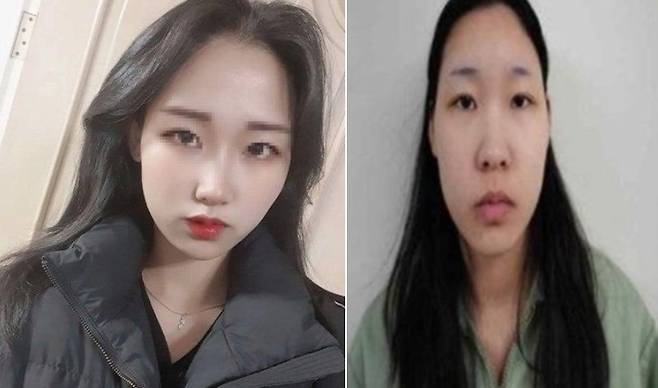'강북 모텔 약물 사건' 피의자 김소영의 공개된 얼굴(오른쪽).  왼쪽은 인스타그램에 올라온 사진.