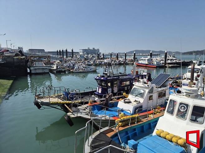 10일 오전 전남 목포 북항에 어선들이 줄이어 정박해 있다. 민현기 기자