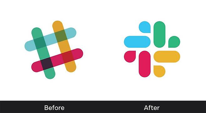 슬랙 로고 교체 전(좌)과 후 / 출처=슬랙