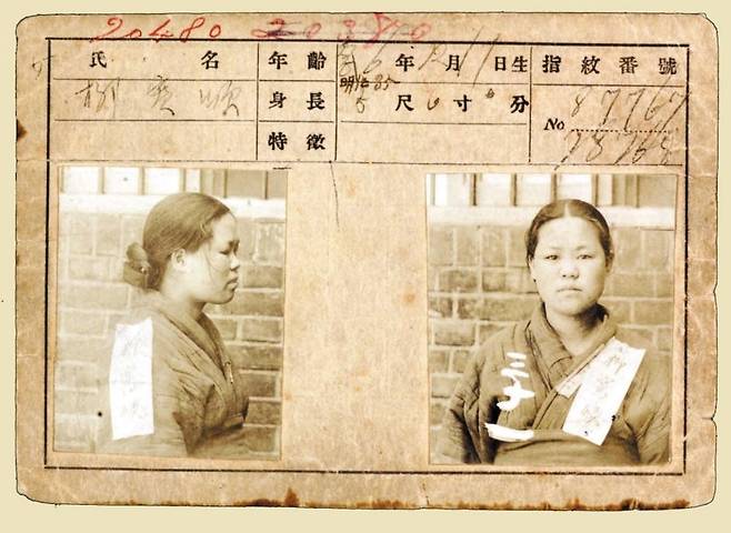 유관순 열사 수형 기록 카드 [국립중앙박물관]