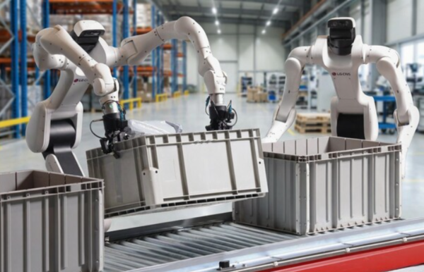 LG CNS가 덱스메이트 휴머노이드 로봇을 산업현장에 투입하기 위해 트레이닝 시키는 모습. /LG CNS