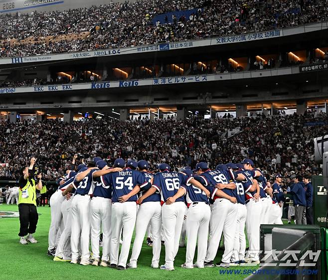 7일 일본 도쿄돔에서 열린 WBC(월드베이스볼클래식) 한국과 일본의 경기. 경기 전 한국 선수단이 파이팅을 다짐하고 있다. 도쿄(일본)=허상욱 기자wook@sportschosun.com/2026.03.07/