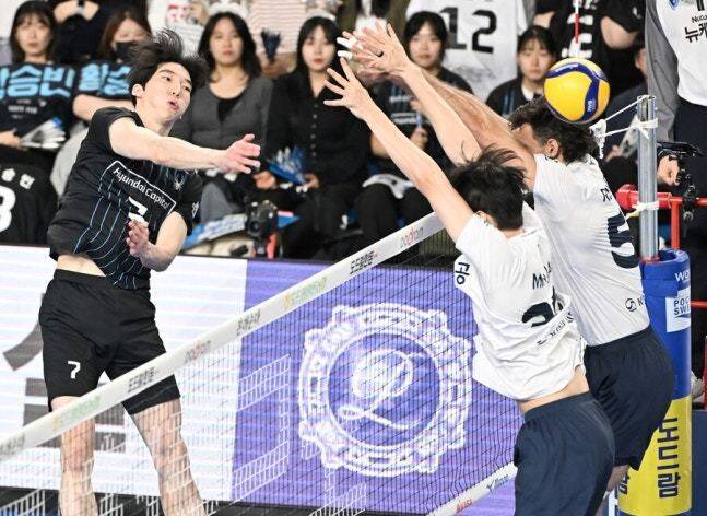 현대캐피탈과 대한항공이 지난 2024∼2025 시즌 V리그 남자부 챔피언결정전에서 경기를 하고 있다. 한국배구연맹 제공