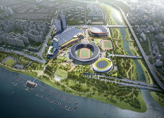 A digitally generated image of the Jamsil sports and convention complex in Songpa District, southern Seoul, set to begin construction this year [SEOUL METROPOLITAN GOVERNMENT]