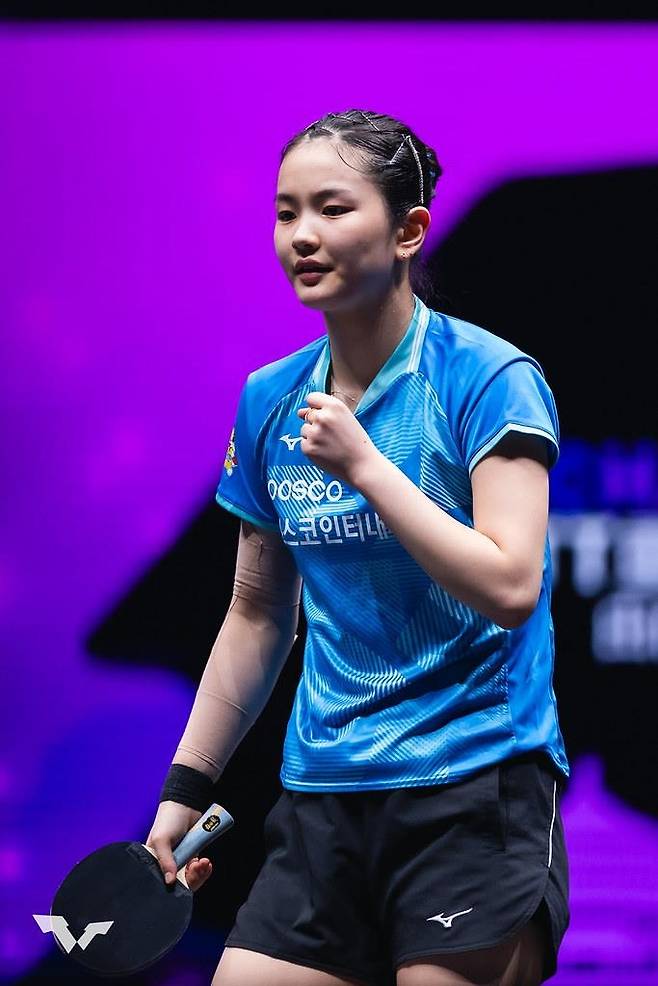 득점 후 기뻐하는 김나영 [WTT 인스타그램 캡처. 재판매 및 DB 금지]